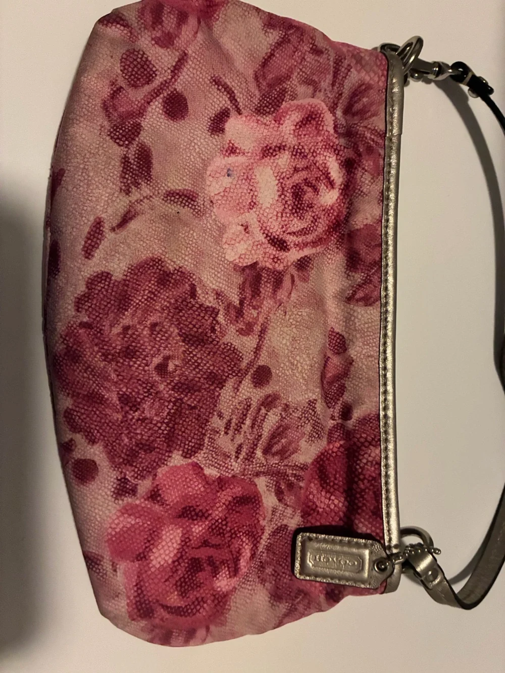 Coach Metallic Gold Clutch with Pink Floral Lining